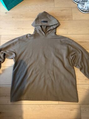 Essentials Brown Pullover Hoodie with Embossed Logo